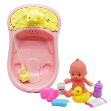 Игровой набор с пупсом "Ванные процедуры", розовый